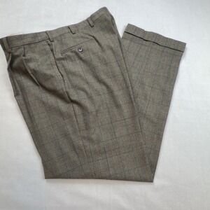 Austin Reed Signature Men's 38 Wool Cashmere Dress Pants Gray Glen Plaid Pleated